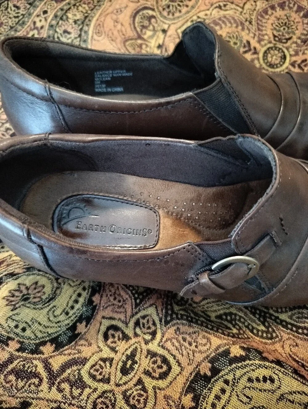 Earth Origins Women's 9m McLean Brown Leather Comfort Shooties Heeled Booties